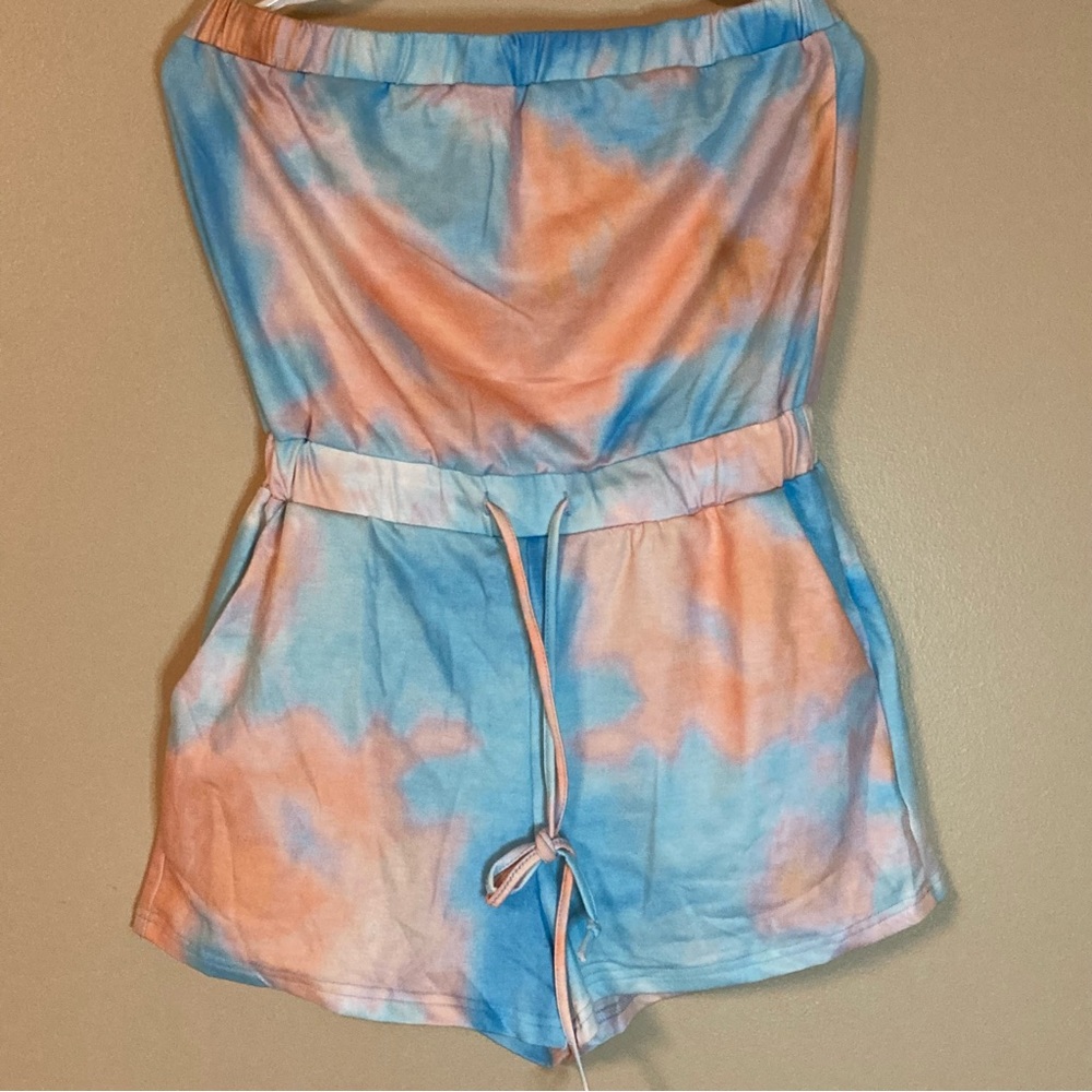 Tie Dye Strapless Romper